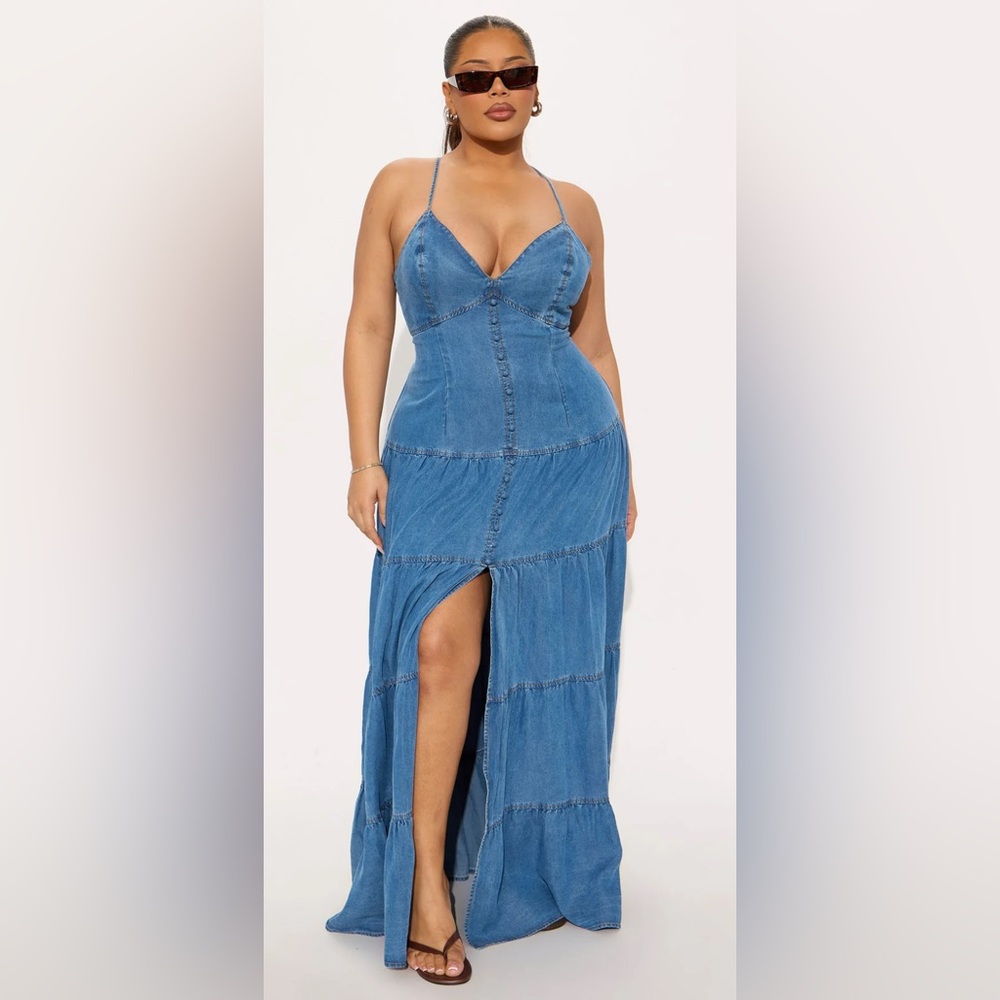 Fashion Nova Denim Maxi Dress